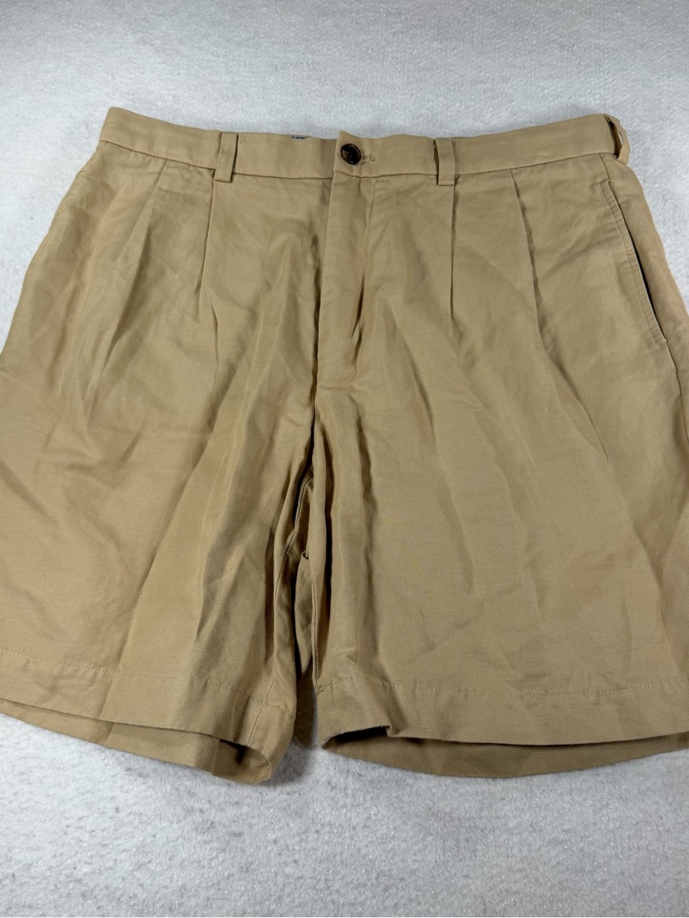 Brooks Brothers Men’s Linen Cotton Blend Pleated Khaki Shorts Chino Size W36